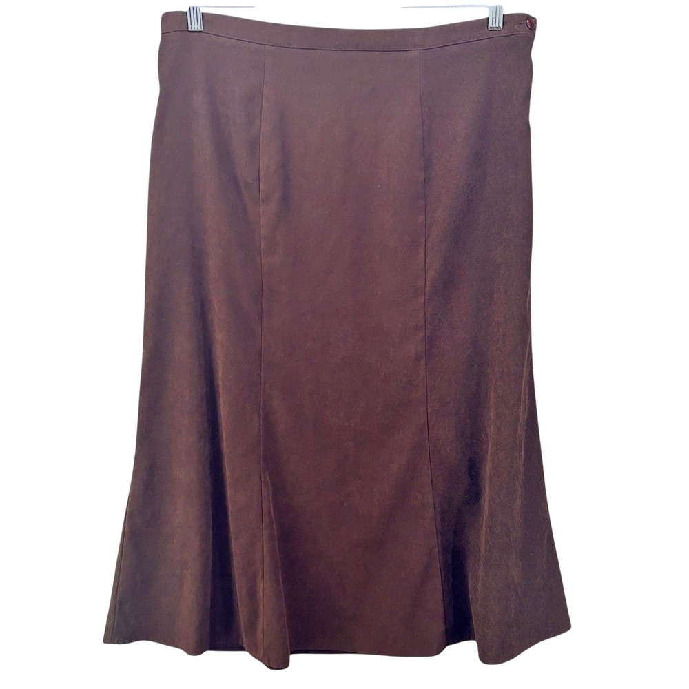 Elementz Maxi Skirt Large Faux Suede Flowy Boho‎ Career Casual Event Flare Lined